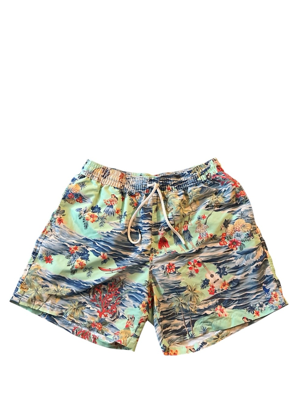 Polo Ralph Lauren Men’s Swim Hawaiian Trunks Sz Large Mesh Lined 5” Inseam